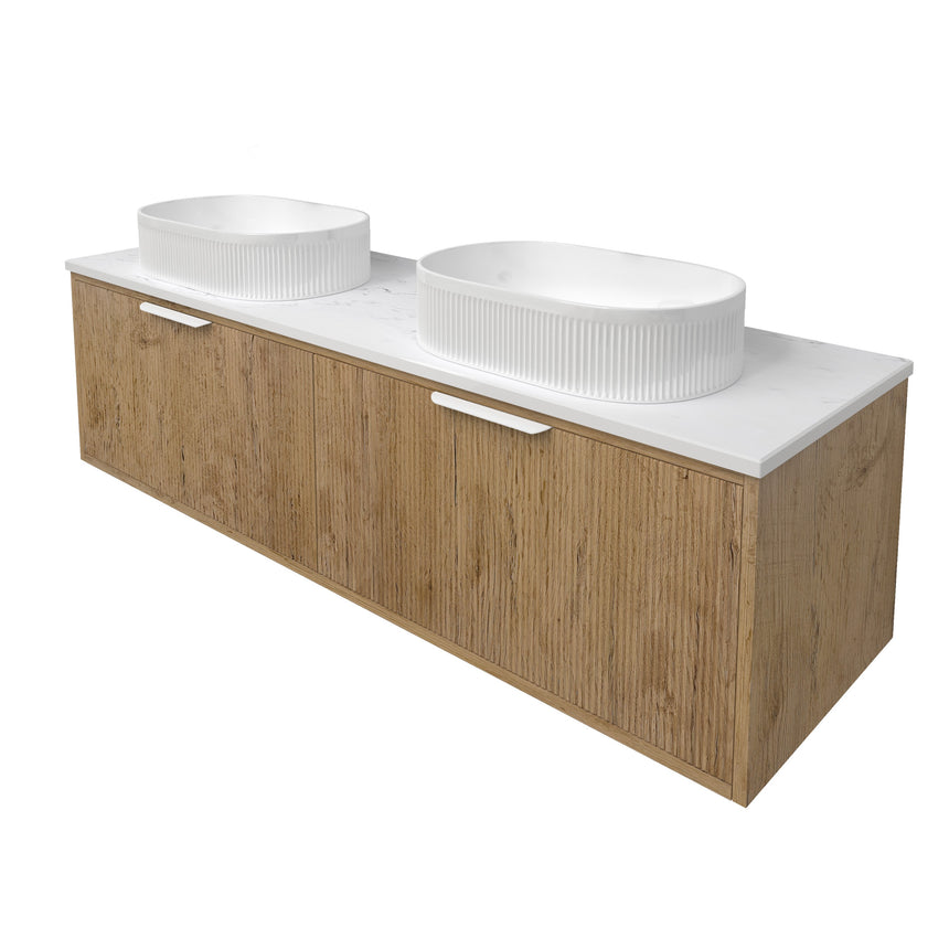 Kliff Fluted Wood Grain Cabinet Prime Oak