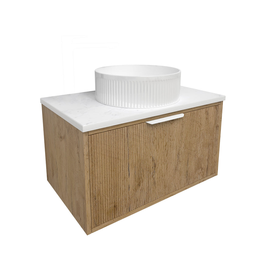 Kliff Fluted Wood Grain Cabinet Prime Oak