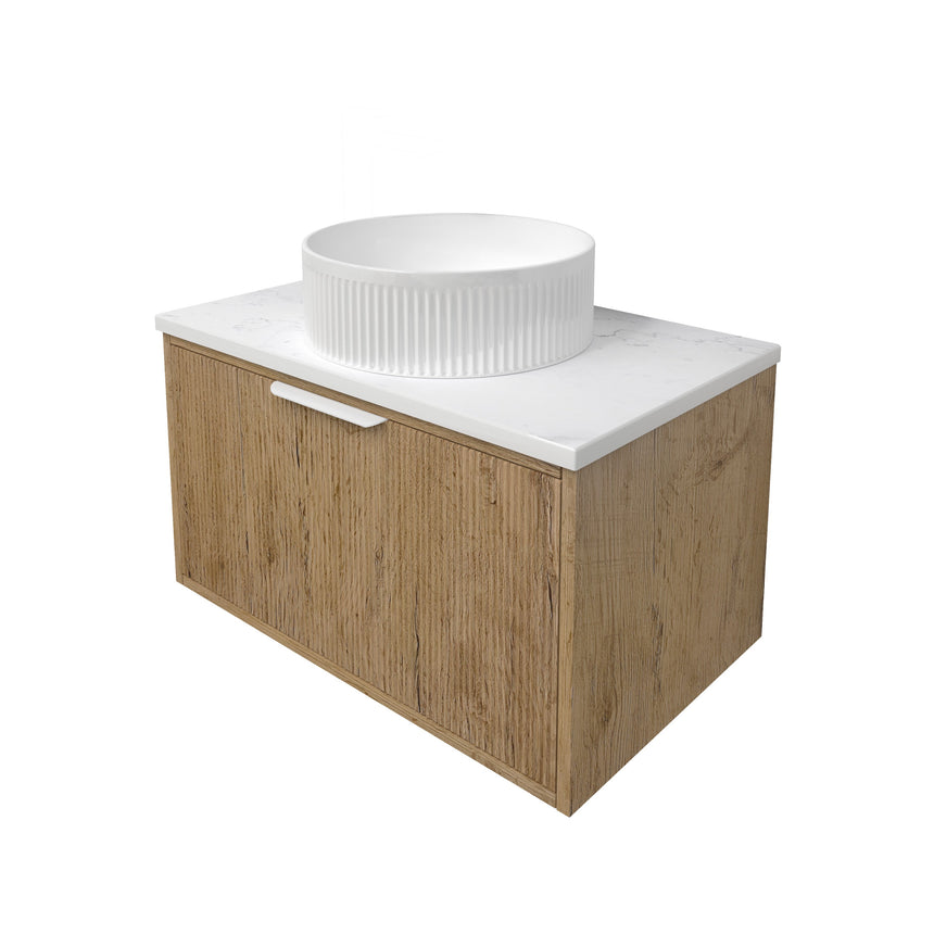Kliff Fluted Wood Grain Cabinet Prime Oak