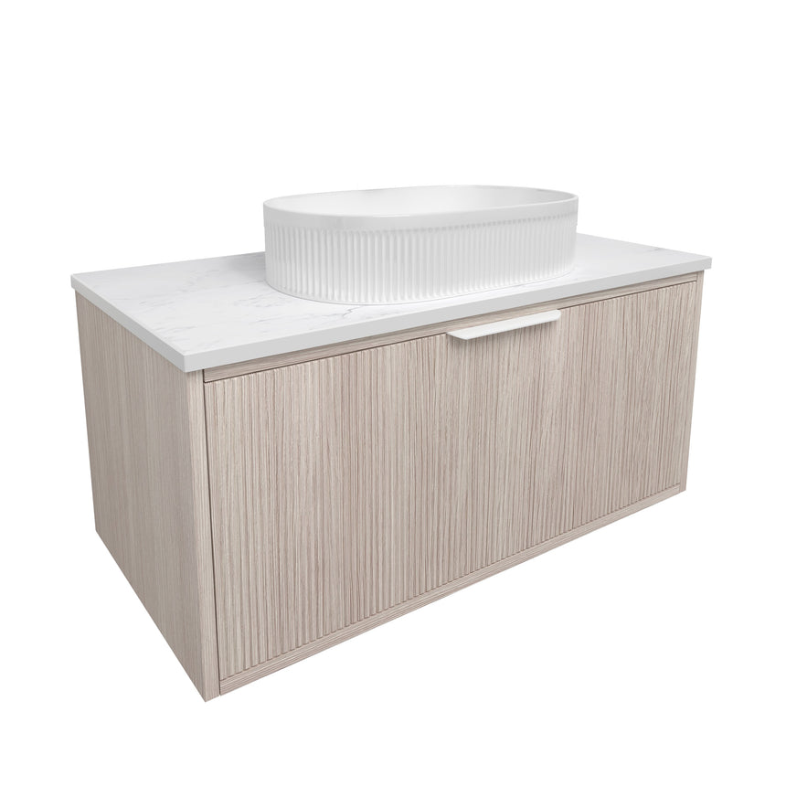 Kliff Fluted Wood Grain Cabinet Coastal Oak