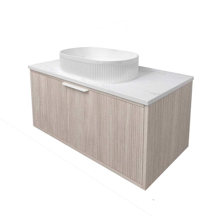 Kliff Fluted Wood Grain Cabinet Coastal Oak