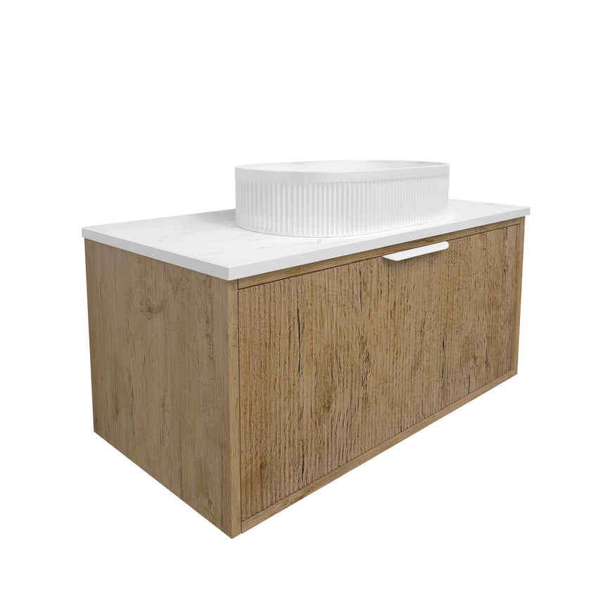Kliff Fluted Wood Grain Cabinet Prime Oak