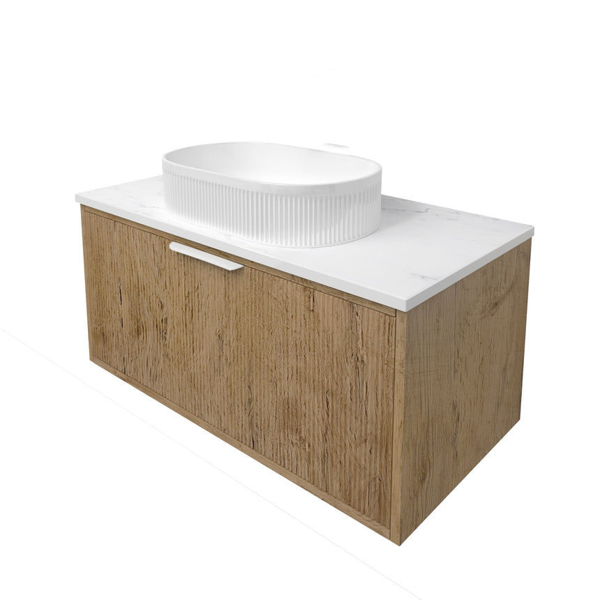 Kliff Fluted Wood Grain Cabinet Prime Oak