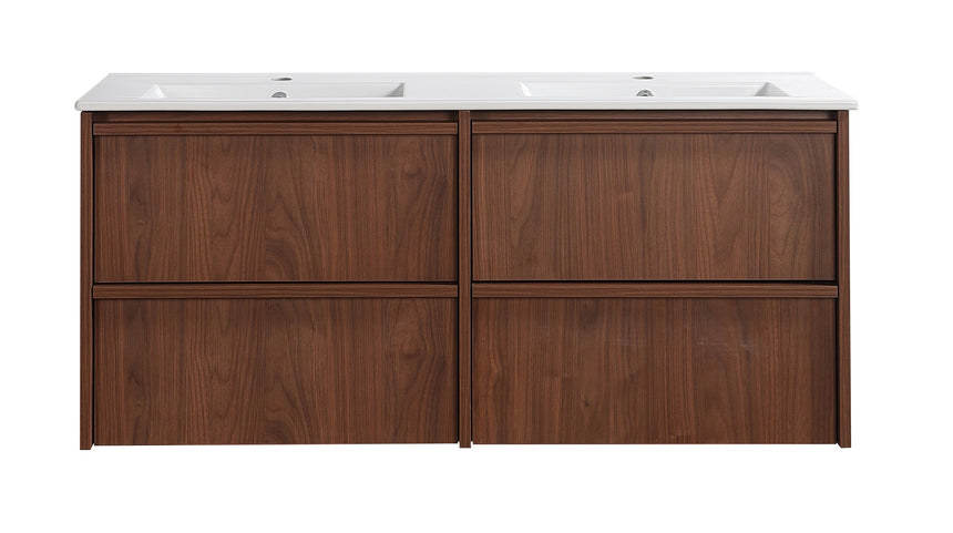 Ridgewood Modern Wall Hung Vanity Mocha Oak