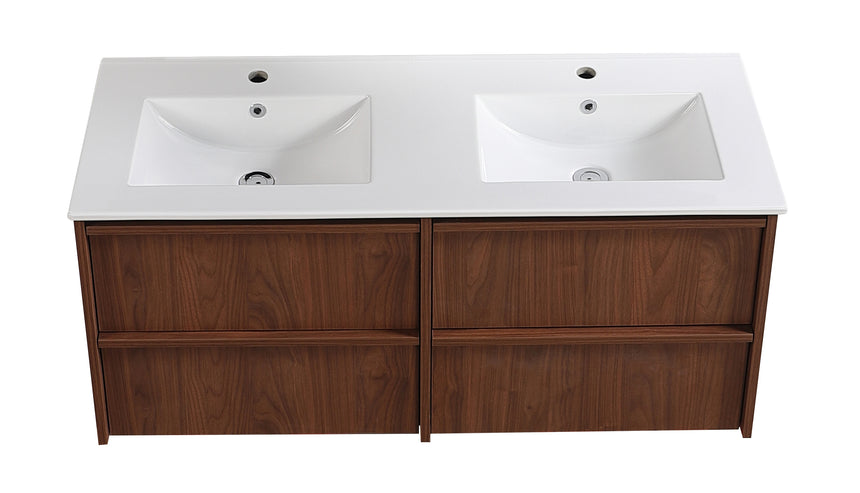 Ridgewood Modern Wall Hung Vanity Mocha Oak