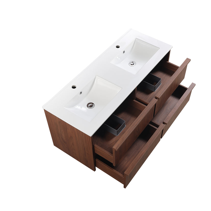 Ridgewood Modern Wall Hung Vanity Mocha Oak