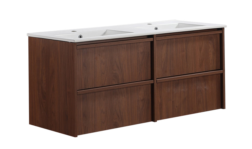 Ridgewood Modern Wall Hung Vanity Mocha Oak