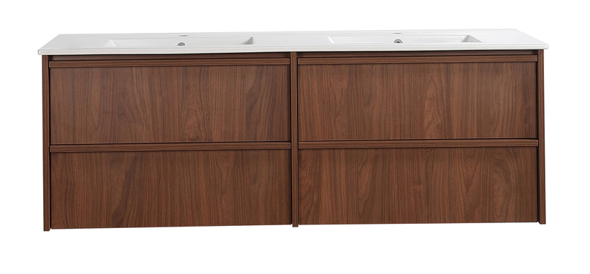 Ridgewood Modern Wall Hung Vanity Mocha Oak