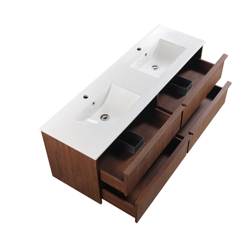 Ridgewood Modern Wall Hung Vanity Mocha Oak