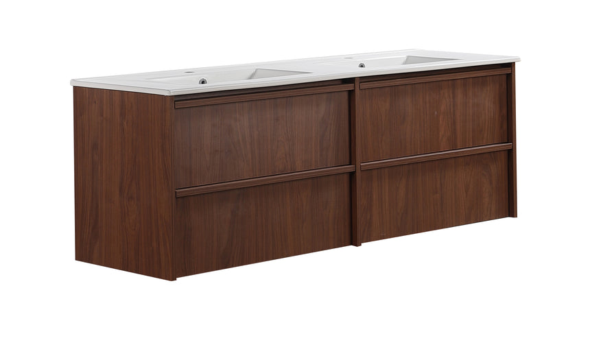 Ridgewood Modern Wall Hung Vanity Mocha Oak