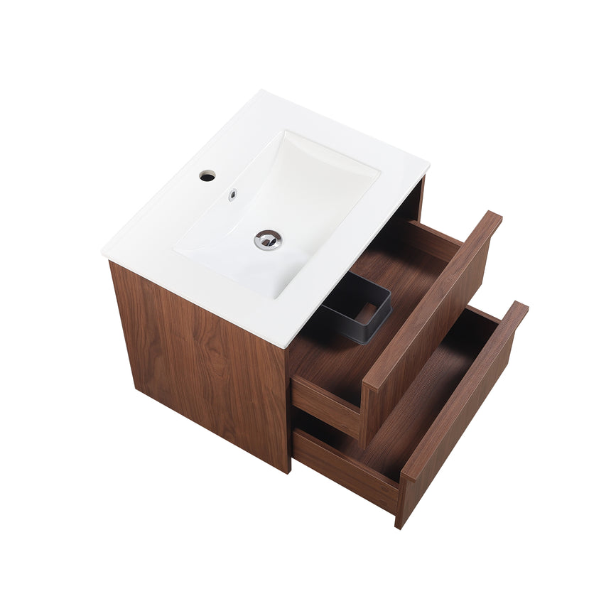 Ridgewood Modern Wall Hung Vanity Mocha Oak