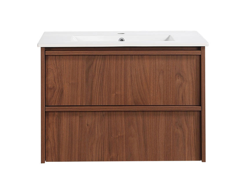Ridgewood Modern Wall Hung Vanity Mocha Oak
