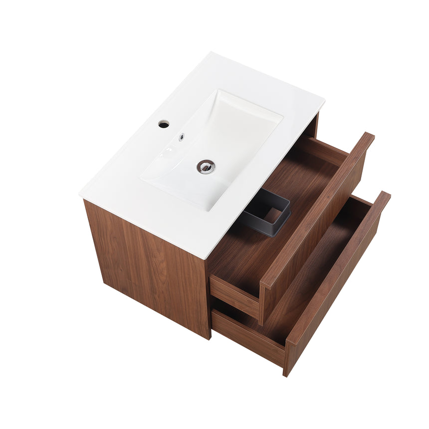 Ridgewood Modern Wall Hung Vanity Mocha Oak
