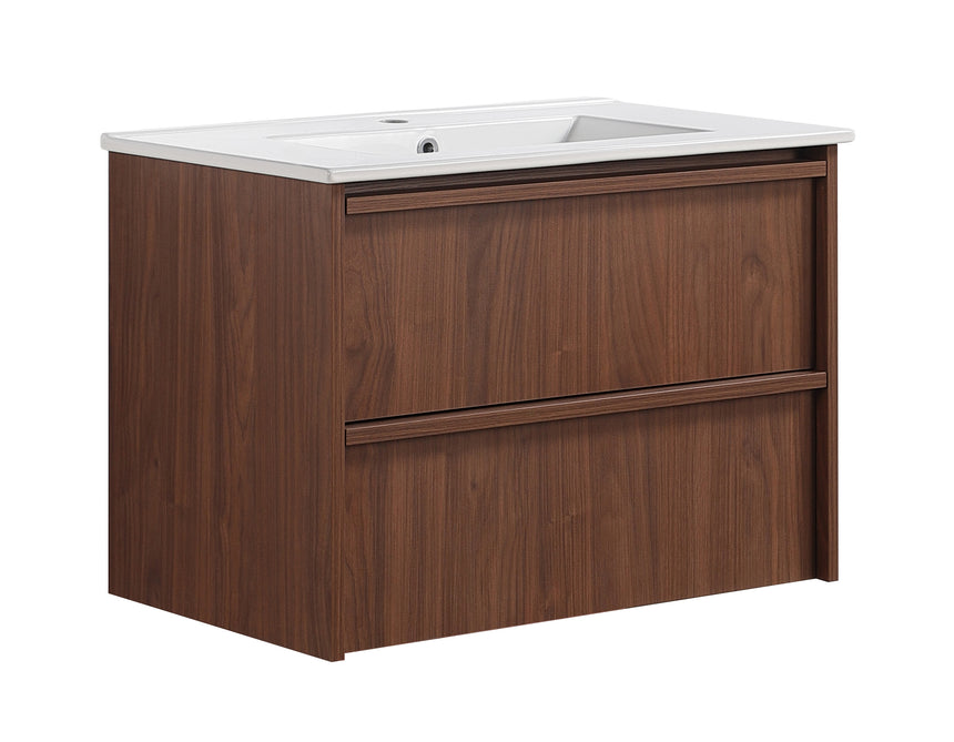 Ridgewood Modern Wall Hung Vanity Mocha Oak
