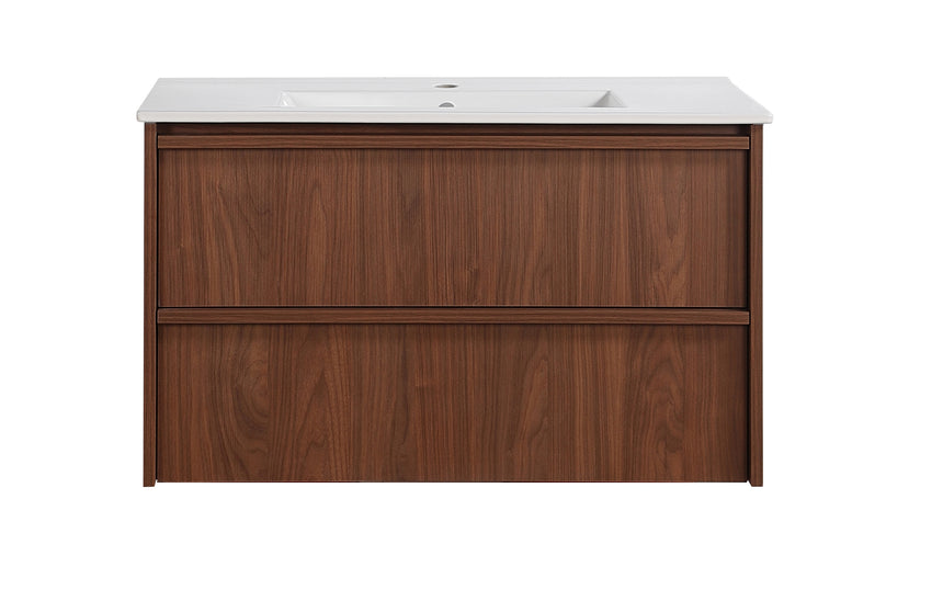 Ridgewood Modern Wall Hung Vanity Mocha Oak