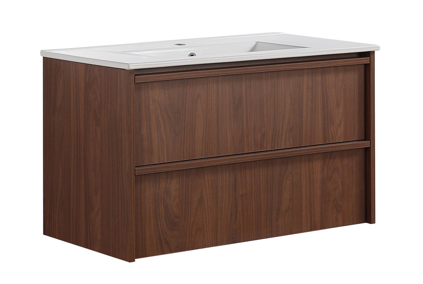 Ridgewood Modern Wall Hung Vanity Mocha Oak