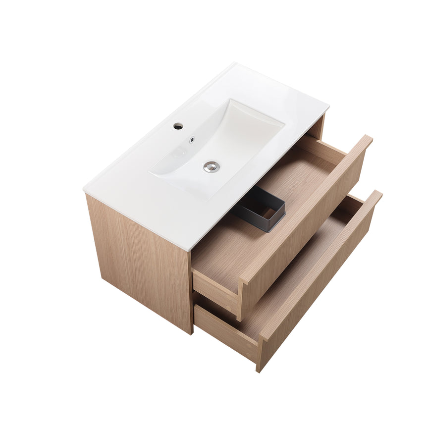 Ridgewood Modern Wall Hung Vanity Sandy Oak
