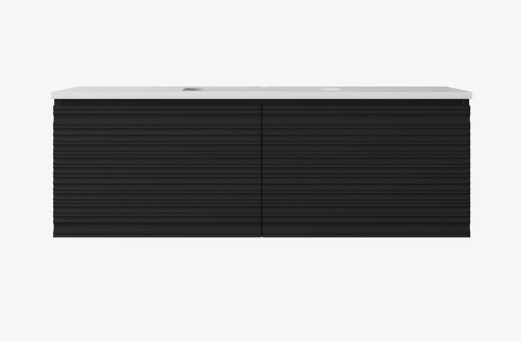 Sedona Fluted Wall Hung Cabinet Matte Black