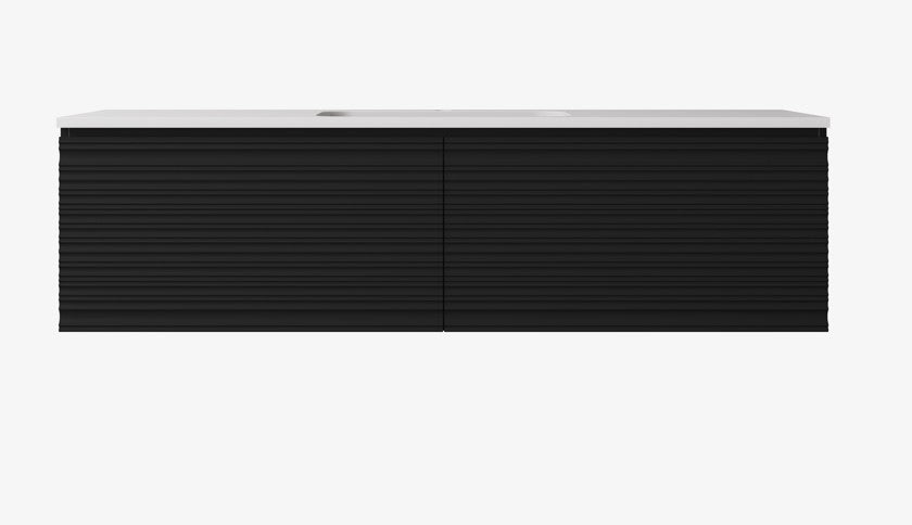 Sedona Fluted Wall Hung Cabinet Matte Black