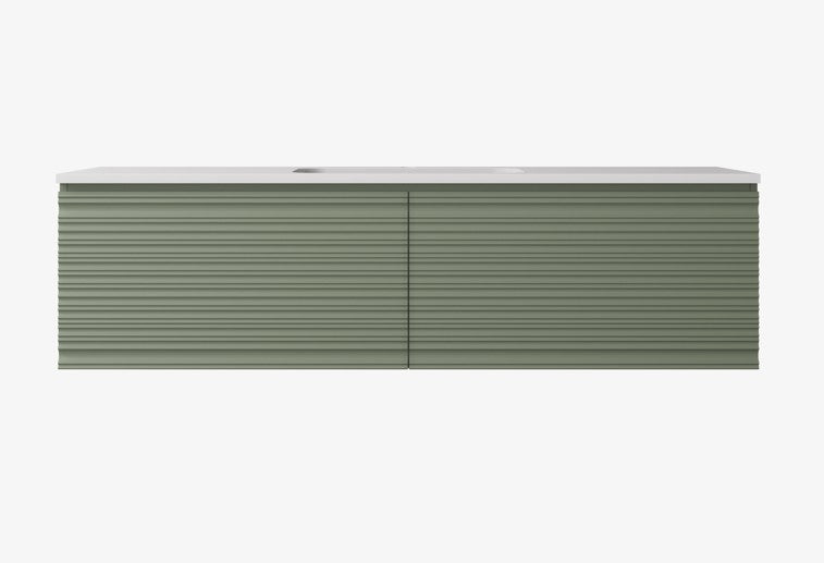 Sedona Fluted Wall Hung Cabinet Olive Green
