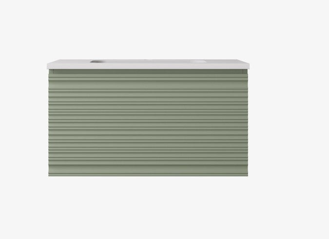 Sedona Fluted Wall Hung Cabinet Olive Green