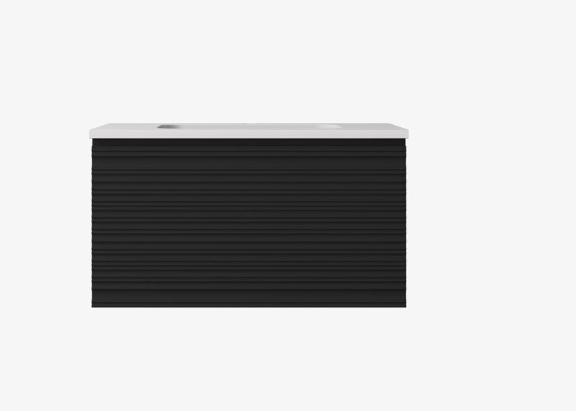 Sedona Fluted Wall Hung Cabinet Matte Black