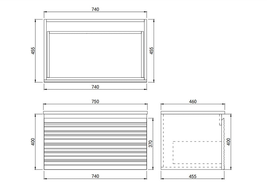 Sedona Fluted Wall Hung Cabinet Matte White