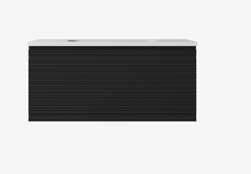 Sedona Fluted Wall Hung Cabinet Matte Black