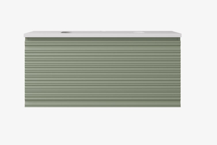 Sedona Fluted Wall Hung Cabinet Olive Green