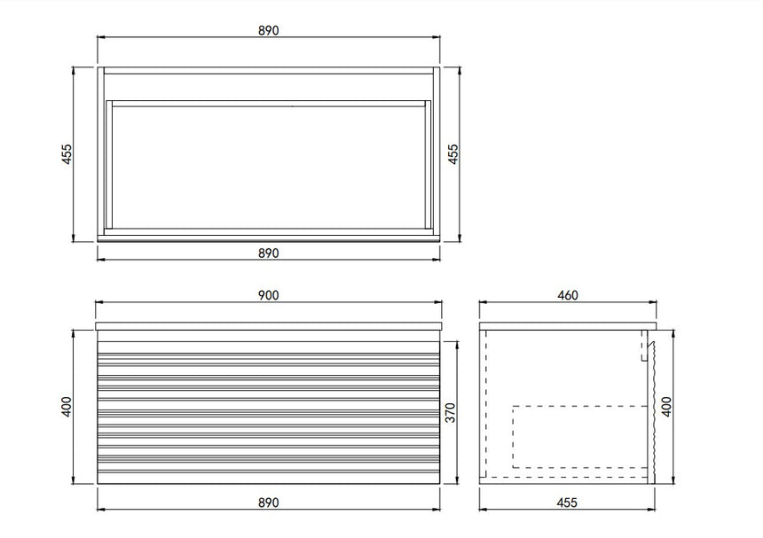 Sedona Fluted Wall Hung Cabinet Matte Black