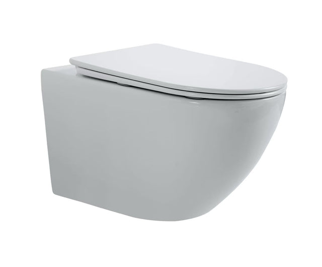 Lukka Procida rimless wall-hung porcelain toilet pan by Tilemall in gloss white