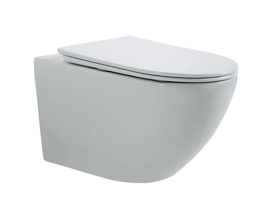Lukka Procida rimless wall-hung porcelain toilet pan by Tilemall in gloss white
