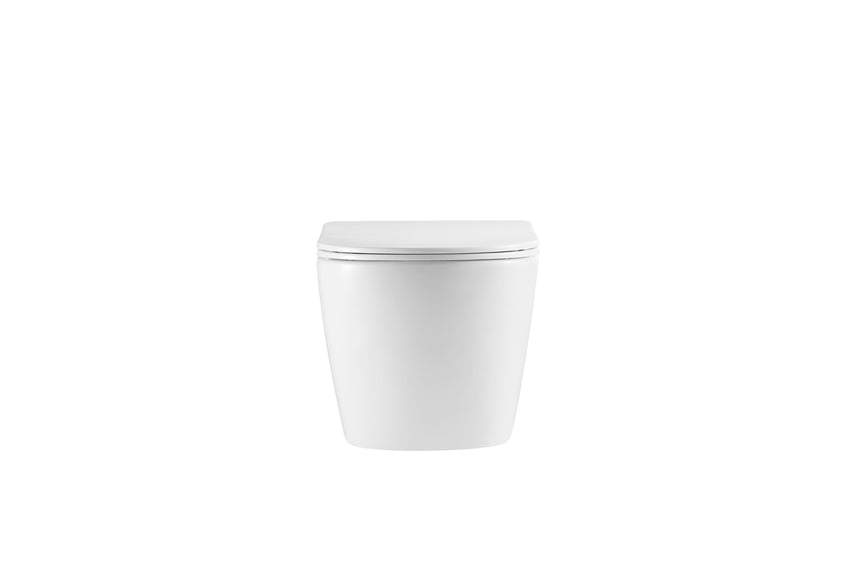 Lukka Procida wall-hung toilet pan side profile in gloss white by Tilemall
