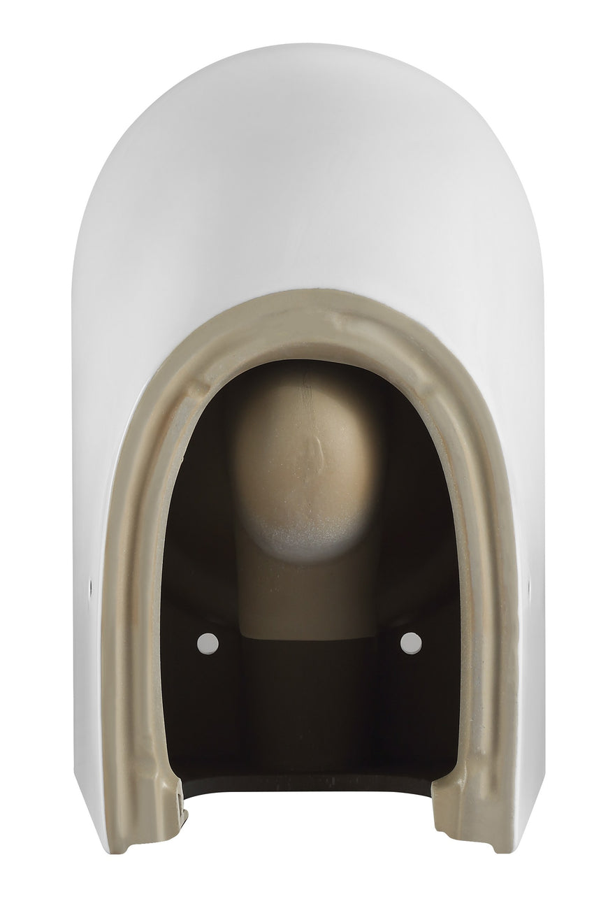 Lukka Procida bottom view of Procida toilet pan showing trapway and mounting configuration by Tilemall