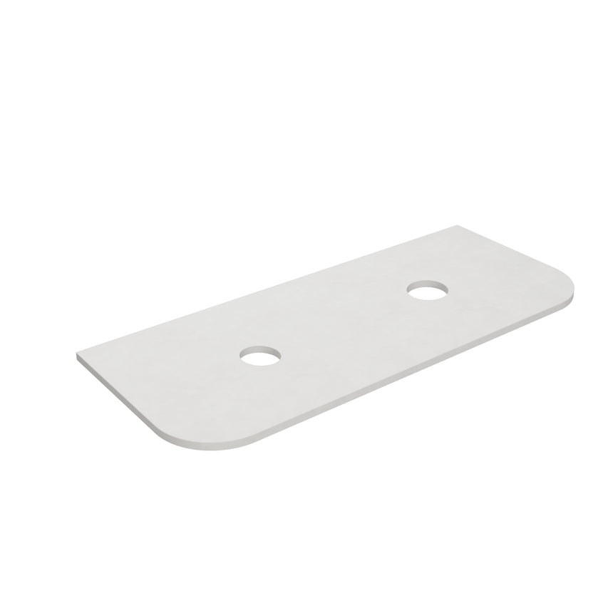 Solid Surface Plain Slab Curve Double Under Counter Basin- Matte White 1500mm