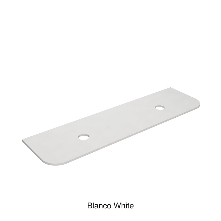 Blanco White Zero Silica Engineer Stone Curve Double Under Counter Basin 1800mm