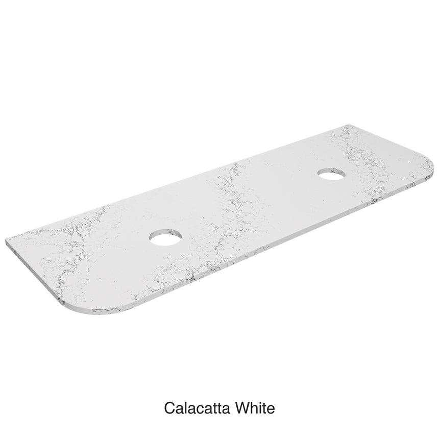 Calacatta White Zero Silica Engineer Stone Curve Double Under Counter Basin 1500mm