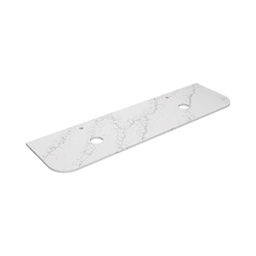 Calacatta White Zero Silica Engineer Stone Curve Double Under Counter Basin 1800mm