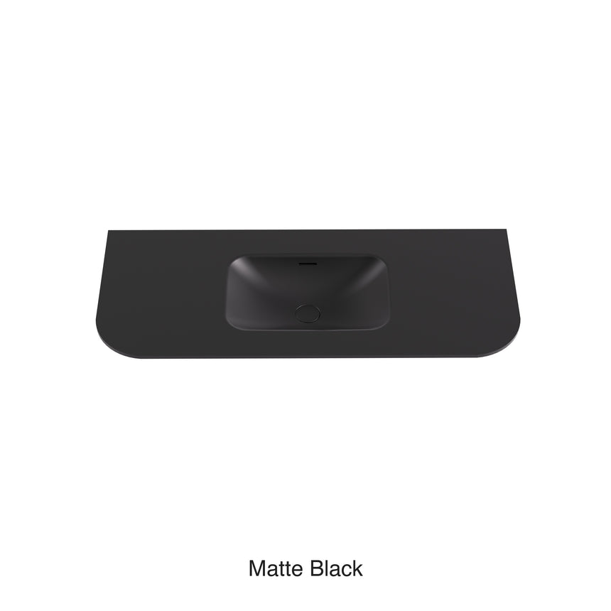 Aruro Solid Surface Stone Basin 12 O'clock Taphole positioned at the back Matte Black 1200mm