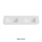 Aruro Solid Surface Stone Basin 12 O'clock Taphole positioned at the back Double Bowl Matte White 1500mm