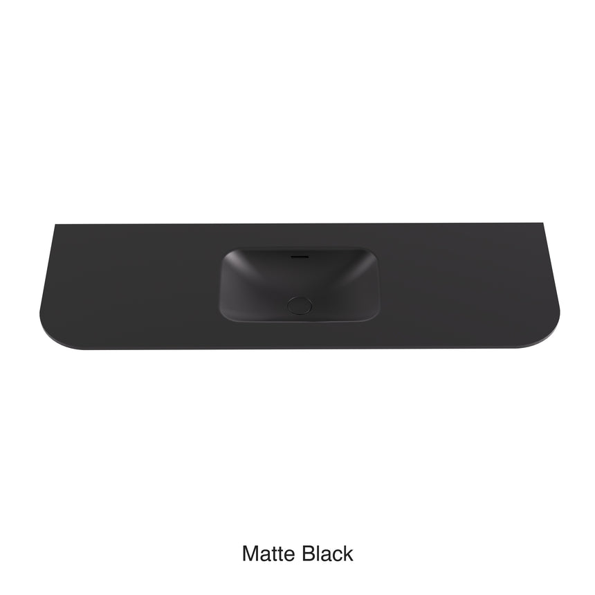 Aruro Solid Surface Stone Basin 12 O'clock Taphole positioned at the back Matte Black 1500mm