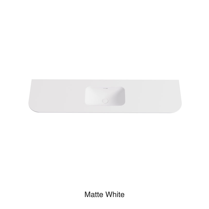 Aruro Solid Surface Stone Basin 12 O'clock Taphole positioned at the back Matte White 1800mm