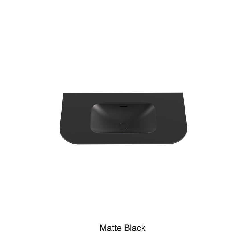 Aruro Solid Surface Stone Basin 12 O'clock Taphole positioned at the back Matte Black 900mm