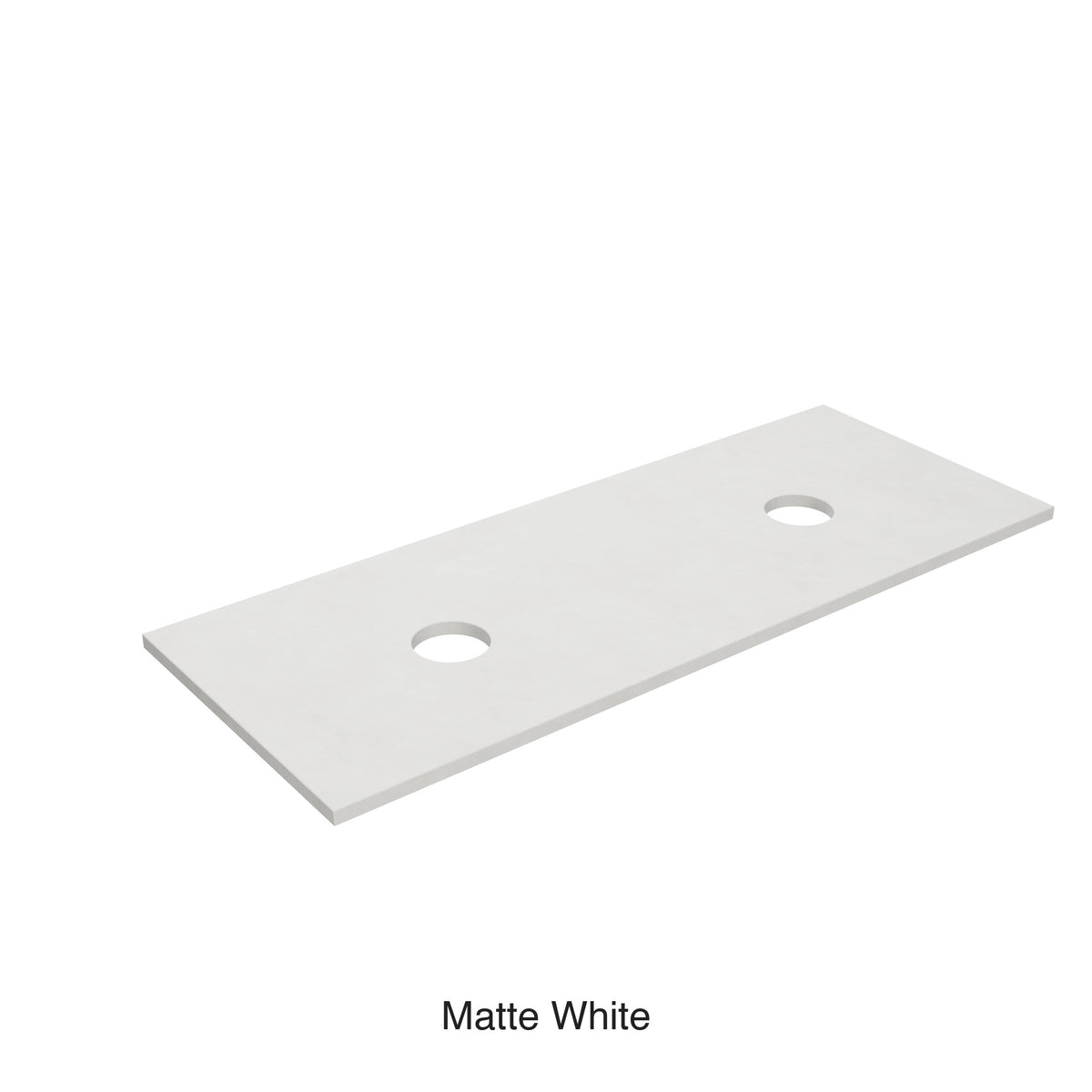 Lukka Solid Surface Matte White 1200mm vanity top 1205x465x12mm with two pre-drilled holes for double under counter basin by Tilemall