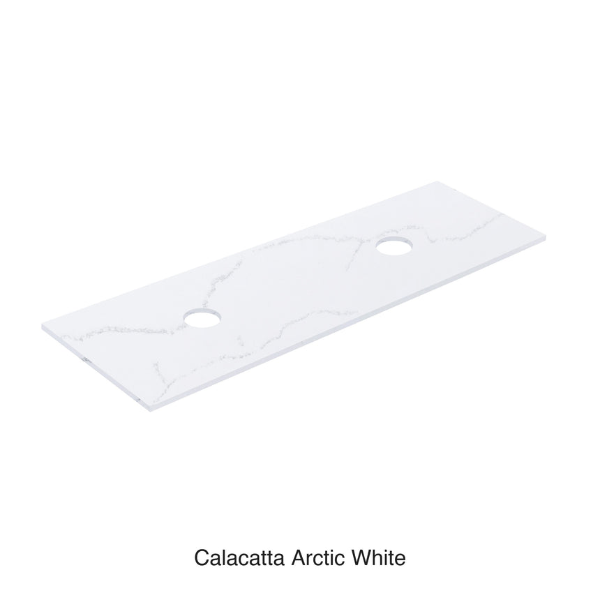 Calacatta Arctic White Solid Surface Stone Top Double Under Counter Basin 1500mm