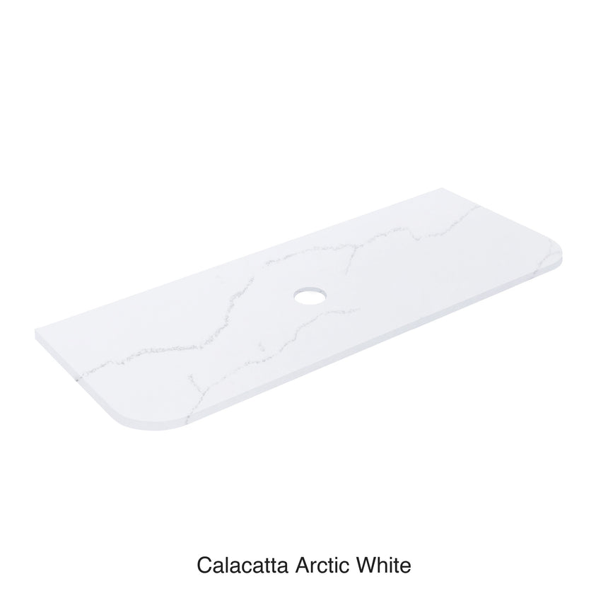 Calacatta Arctic White Curve Solid Surface Stone Top Under Counter Basin 1500mm