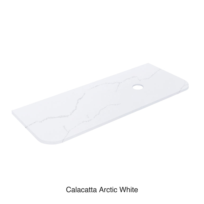 Calacatta Arctic White Curve Solid Surface Stone Top Double Under Counter Basin 1500mm