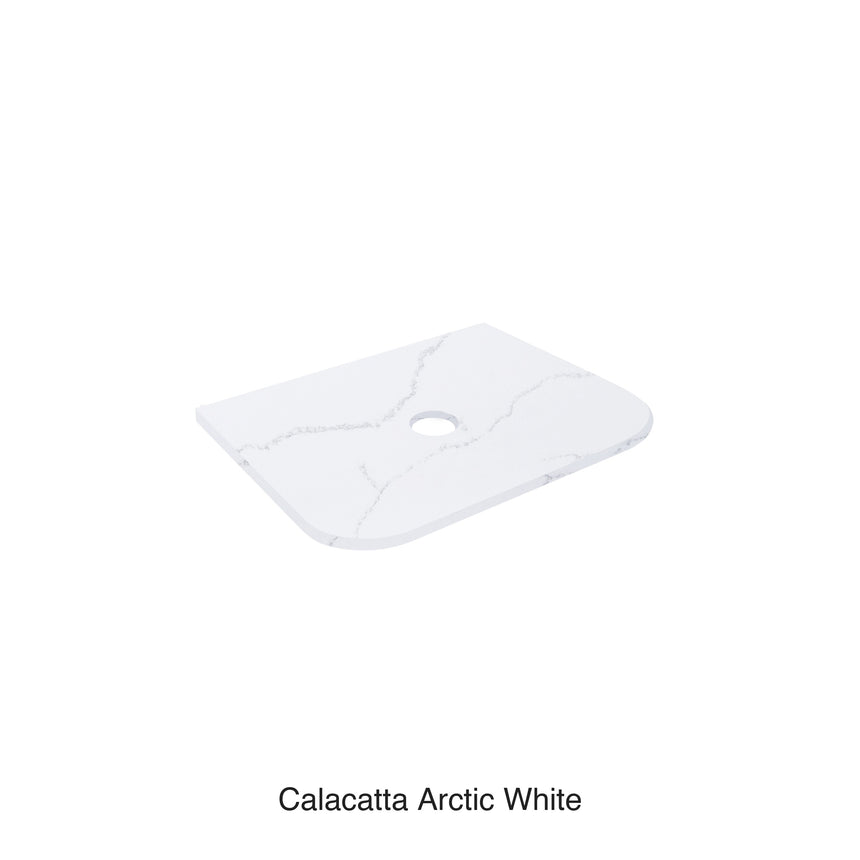 Calacatta Arctic White Curve Solid Surface Stone Top Under Counter Basin 600mm