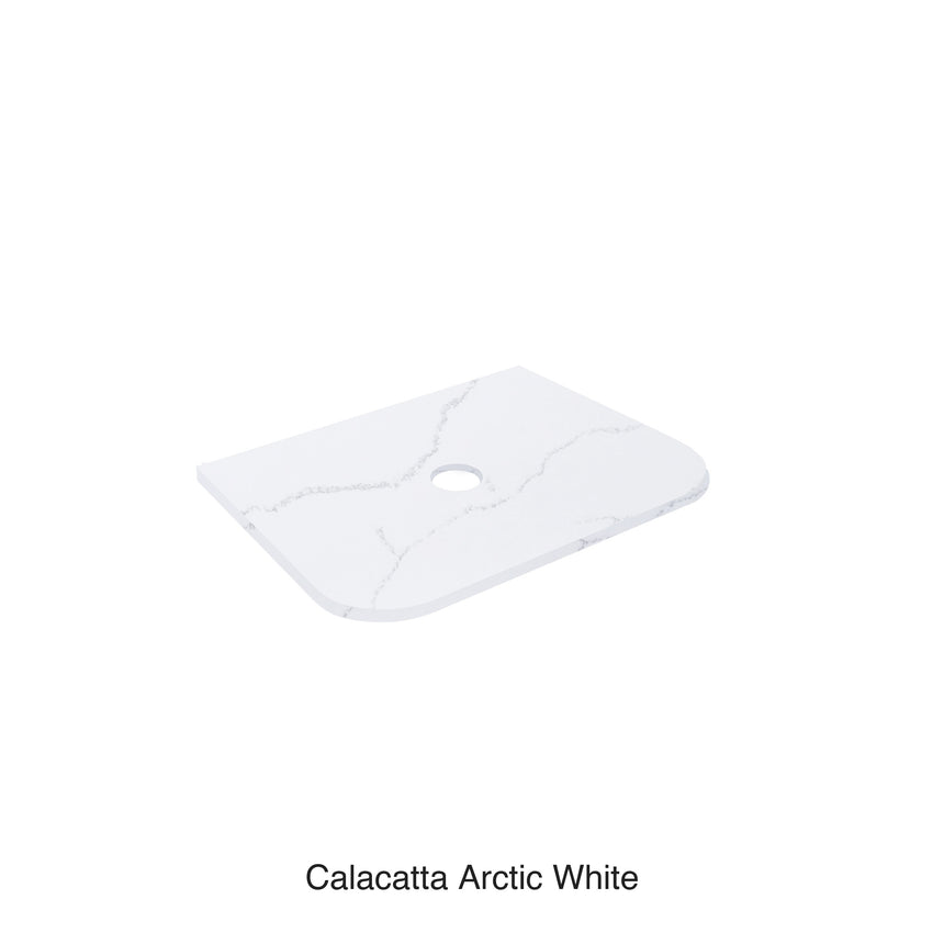 Calacatta Arctic White Curve Solid Surface Stone Top Under Counter Basin 750mm