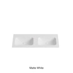 Chasey Solid Surface Stone Basin 12 O'clock Semi Drilled at the back Double Bowl Matte White 1200mm